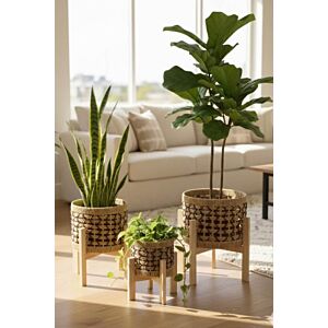 طقم مركن زرع خوص طبيعي ميلو - 3 قطع - بيج