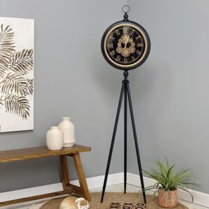 ساعة ارضية ريكلاس - اسود وذهبي