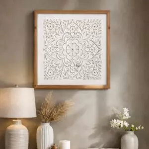 لوحة جدارية هولتر قياس 57x57 سم - خشبي وابيض