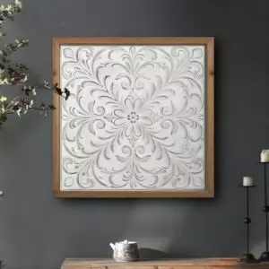 لوحة جدارية هولتر 57x57 سم - خشبي وابيض