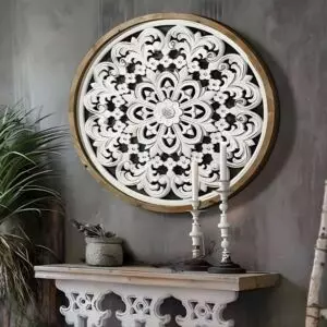 لوحة خشب حفر كونا 60 سم - خشبي وابيض