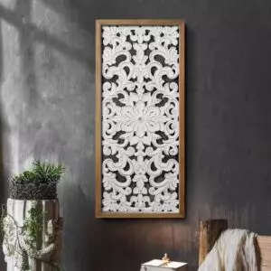 لوحة خشب حفر كونارا - خشبي وابيض