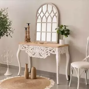 كونسول خشب كلاسيكو اريا - خشبي وابيض