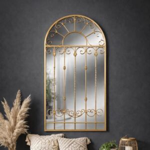 مرآة جدارية حديد ارمي - ذهبي