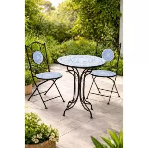 جلسة خارجية مسيلا - 3 قطع - ازرق وابيض