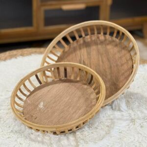 طقم صواني تقديم راتان كايف - قطعتين