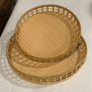 طقم صواني تقديم راتان كاير - قطعتين