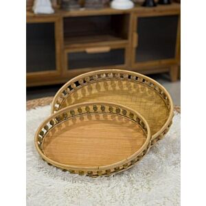 طقم صواني تقديم راتان كار - قطعتين