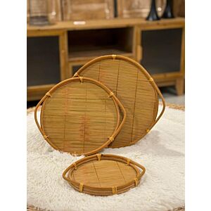 طقم صواني تقديم راتان لور - 3 قطع