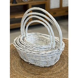 طقم سلة خوص روزانا - 4 قطع - ابيض