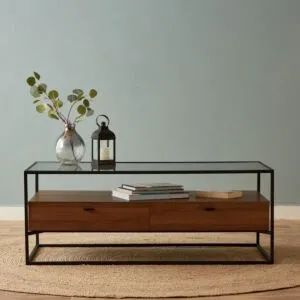 طاولة قهوة بسطح زجاج من روبي