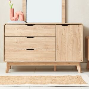 طاولة تزيين كبيرة بباب واحد و3 أدراج بدون مرآة - نورديكا