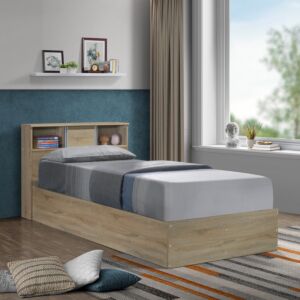 سرير فردي مع لوح رأسي بمساحة تخزين أوسيس كامبريدج - 90x200 سم