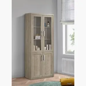 خزانة كتب ببابين زجاج كيرفي