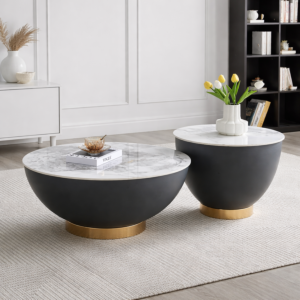 طقم طاولة قهوة من الحجر الملبد بمساحة تخزين من أوساكا