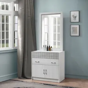 طاولة تزيين صغيرة ببابين ودرجين مع مرآة من ليفربول