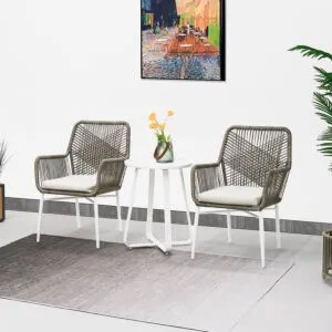 طقم شرفة خارجي بمقعدين مع وسائد من فريسكا