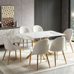 طاولة طعام مع 6 كراسي بسطح من الحجر الملبد ويلويك