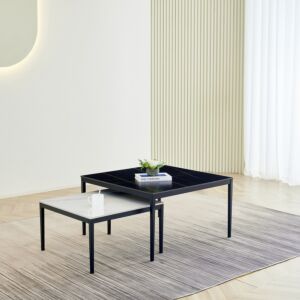 طاولات قهوة مربعة من الحجر الملبد من بارون - طقم من قطعتين