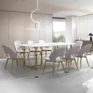 طقم سفرة 8 مقاعد بسطح من الحجر الملبد من بيرل