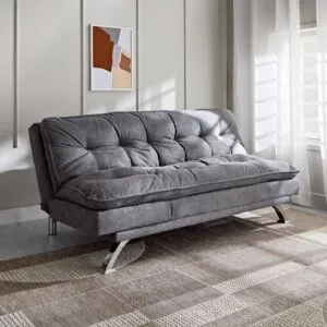 كنبة سرير قماشية 3 مقاعد مع منفذ يو إس بي من تيتانيوم