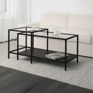 طقم طاولات قهوة بسطح زجاج قطعتين من آرك - أوري