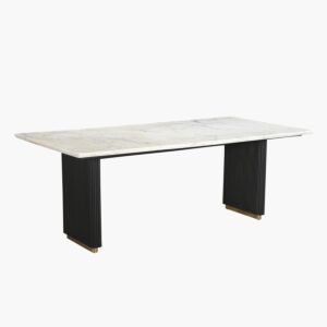 طاولة طعام 8 مقاعد بسطح من الرخام الأبيض من فابيو
