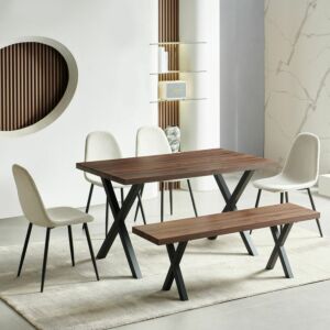 طقم طاولة طعام 6 مقاعد مع مقعد بنش من ويلز