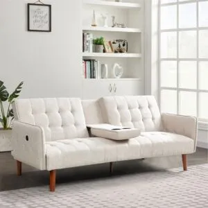 كنبة سرير مع 2 حامل أكواب وشاحن يو إس بي من دابلن