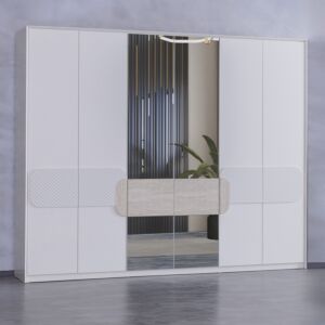 خزانة ملابس 6 أبواب بدرجين ومرآة ألفا