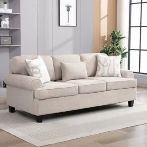 كنبة قماش 3 مقاعد مع 3 وسائد كامبريدج من مانهاتن