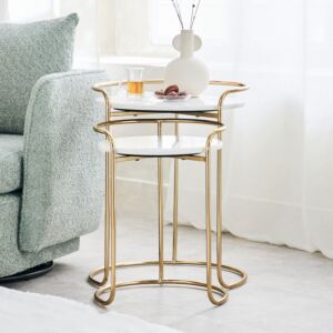 طقم طاولات متداخلة من قطعتين بسطح من الرخام الأصلي من ڤيتارا