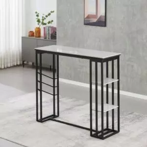 طاولة مرتفعة من الحجر الملبد بـ2 رف جانبي من دلمار