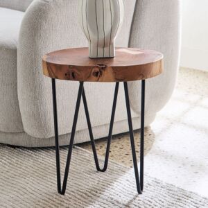 طاولة جانبية من الخشب الصلب من لوج