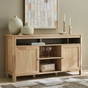 طاولة بوفيه بابين ميلان - خشبي فاتح