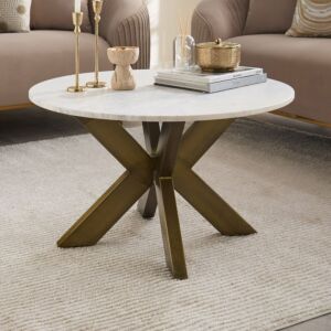 طاولة قهوة مستديرة بسطح رخام أصلي من بورتولا