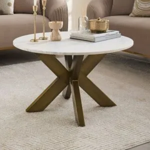 طاولة قهوة مستديرة بسطح رخام أصلي من بورتولا