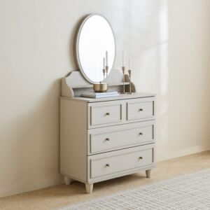 طاولة تزيين بـ4 أدراج ورفوف مفتوحة مع مرآة من بيرجنز