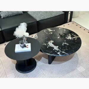 طقم طاولة قهوة بسطح حجري قطعتين كورال