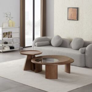 طاولات قهوة زجاج من موس - طقم من قطعتين