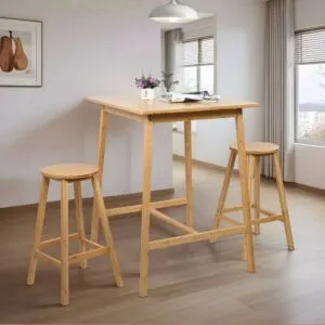 طقم طاولة طعام مرتفعة بمقعدين من الخشب الصلب من هانوي