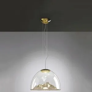 إنارة معلقة قبة وجبل 12 وات زجاج - ذهبي