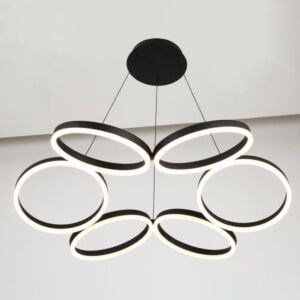 انارة معلقة 6 رينجات دائرية 80 واط - أسود