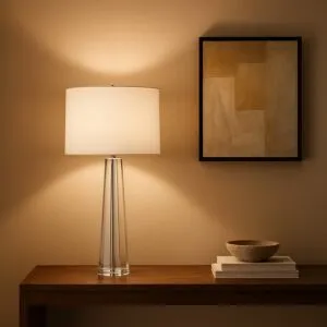 ابجورة طاولة سلندر كريستال - أبيض