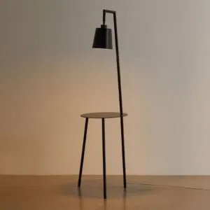 ابجورة ارضية فالون كشاف وطاولة - أسود