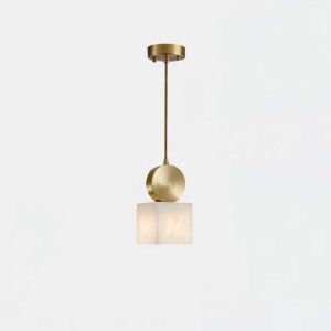 إنارة معلقة رخام اسباني مربع - ابيض وذهبي