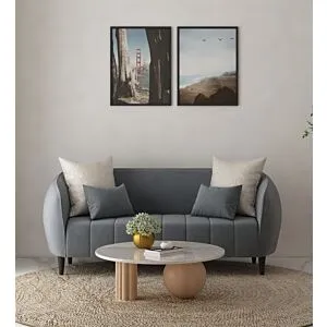 كنبة ثلاثية تومي - رصاصي فاتح