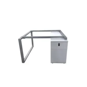 مكتب عمل لشخصين بدون سطح الطاولة ارجوا - فضي وابيض