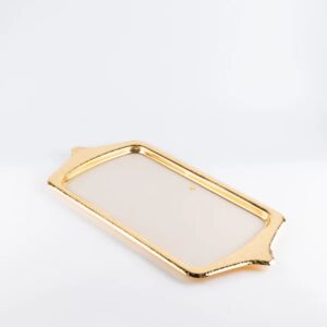 صينية تقديم ستانليس ستيل من جوار - بيج وذهبي