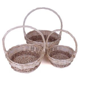 سلة خيش عدد 3 بتصميم أخاذ لون بيج 